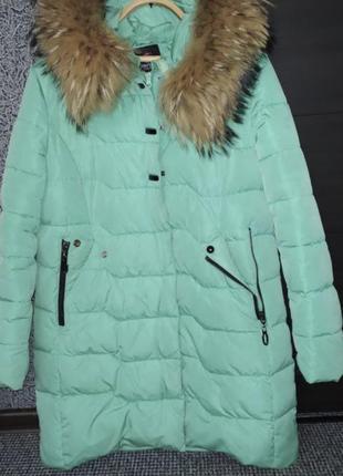 Тёплое пальто зима натуральный мех
