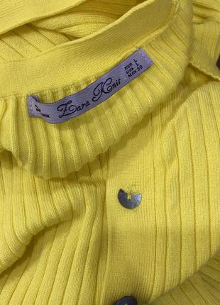 Zara , яркий насыщенный желтый кардиган , перламутровые пуговицы , рубчик3 фото