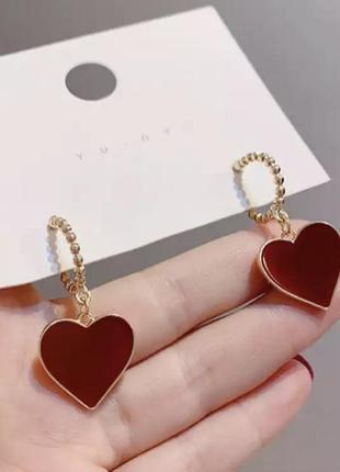 Серьги сердечки❤️