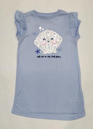 Ночная рубашка голубая с ракушкой для девочки 18-24 месяца george 2446