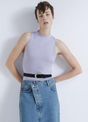 Топ zara однотонний блакитний кежуал трикотаж, бавовна