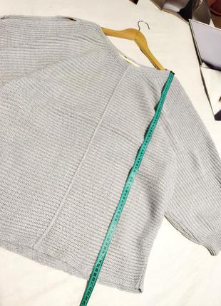 !!серый оверсайз свитер в рубчик с объёмными рукавами!!7 фото