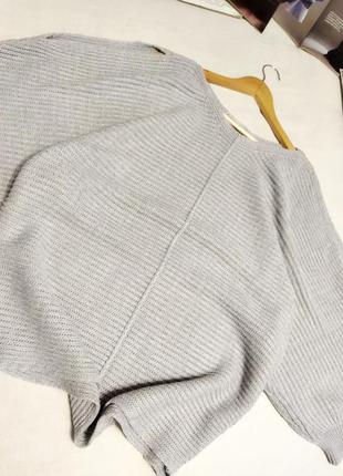 !!серый оверсайз свитер в рубчик с объёмными рукавами!!2 фото