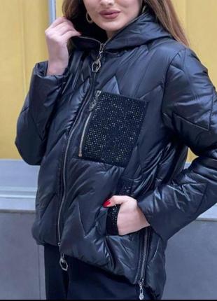 Стильная турецкая куртка со змейками по бокам,камни сваровски, люкс качество и стиль.4 фото