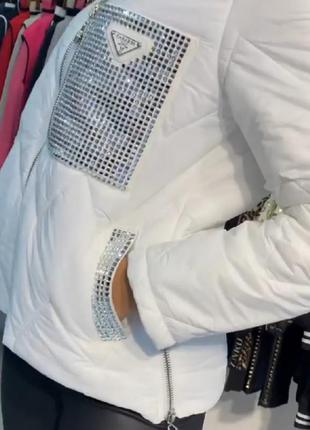 Стильная турецкая куртка со змейками по бокам,камни сваровски, люкс качество и стиль.9 фото
