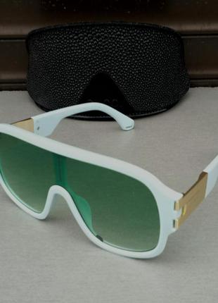 Gucci стильні жіночі сонцезахисні окуляри маска лінзи зелений градієнтом в блідо блакитний оправі