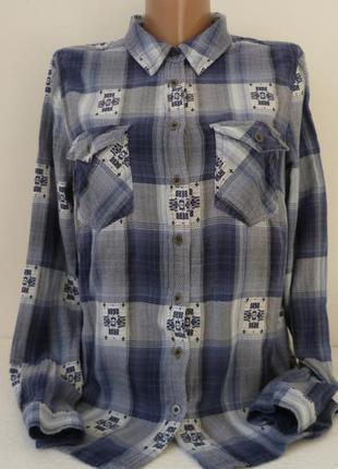 Котонова сорочка в клітку з накладними кишенями 🌹1 фото