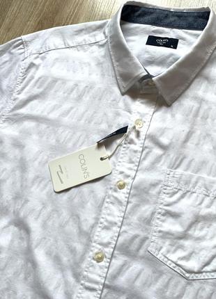 Чоловіча класична біла бавовняна сорочка з коротким рукавом colins8 фото