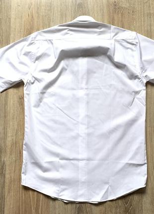 Мужская классическая белая рубашка с коротким рукавом marks & spencer2 фото