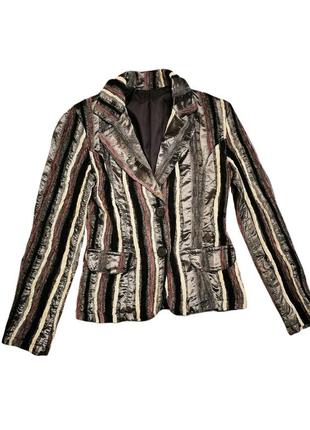 Пиджак комбинированный в полоску вельветовый атласный жакет блейзер6 фото