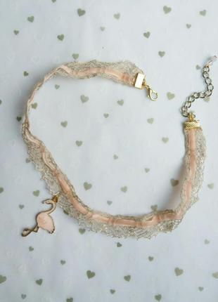 Ніжний мереживний чокер "фламінго"