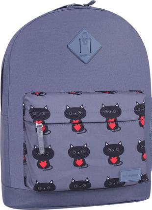 Міський рюкзак сірого кольору молодіжний 17 л. gray cats рюкзак дівчинці на кожен день, практичний