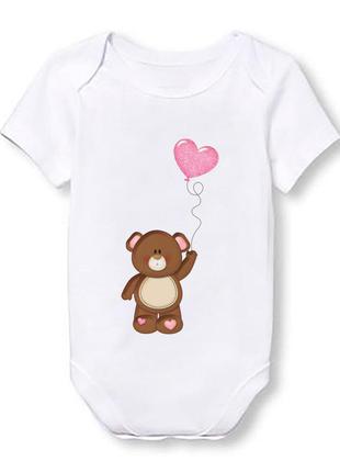 Детское боди push it с принтом мишка с сердцем 62, белый