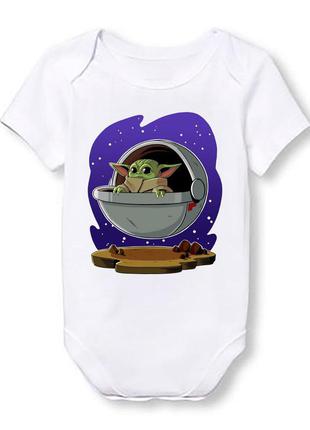 Детское боди push it с принтом маленький йода 62, белый