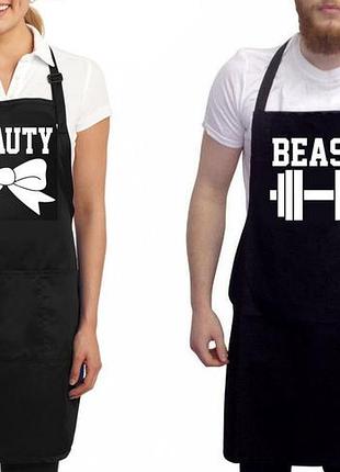 Парные фартуки с принтом "beauty. beast"