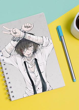 Скетчбук (sketchbook) для рисования с принтом "bungou stray dogs - бродячие псы 8"