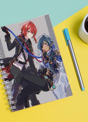 Скетчбук (sketchbook) для рисования с принтом "genshin impact - геншин удар 14"