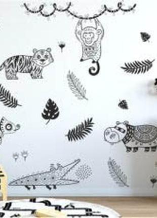 Наклейка на стіну «чорно-білий зоопарк»