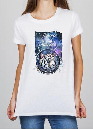 Женская футболка с принтом тигр "enjoy the universe" push it