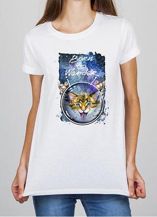 Женская футболка с принтом кошка "born to wander" push it