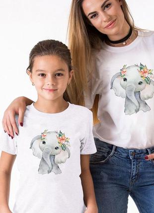 Парные футболки family look. мама и дочь "слоники"  push it
