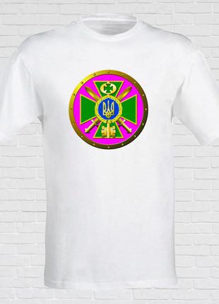 Мужская футболка с принтом "кращий прикордонник україни" (эмблема) s, белый push it
