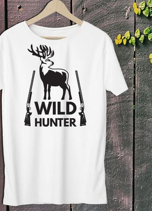 Мужская футболка для охотника с принтом "wild hunter" push it s, белый1 фото