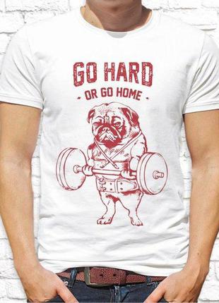 Чоловіча футболка зі спортивним принтом пес "go hard - or go home" push it