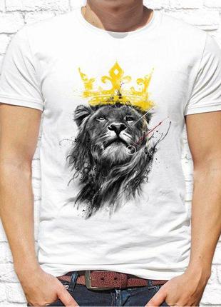 Мужская футболка с принтом лев в короне push it