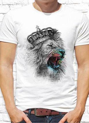 Чоловіча футболка з принтом сірий лев у короні push it