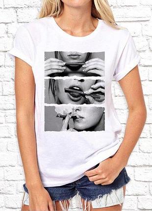 Женская футболка с принтом, девушка с сигарой, swag push it