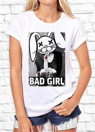 Женская футболка с принтом, swag "bad girl" push it