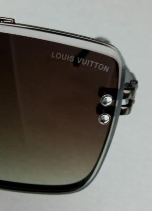 Louis vuitton стильные мужские солнцезащитные очки коричневые с градиентом в металлической оправе10 фото