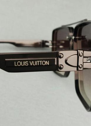 Louis vuitton стильные мужские солнцезащитные очки коричневые с градиентом в металлической оправе9 фото