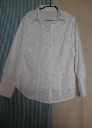 Тонкого хлопка белая блузка рубашка next вышивка2 фото