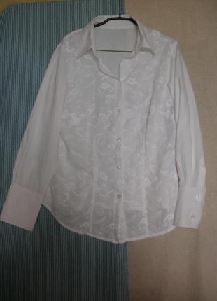 Тонкого хлопка белая блузка рубашка next вышивка3 фото