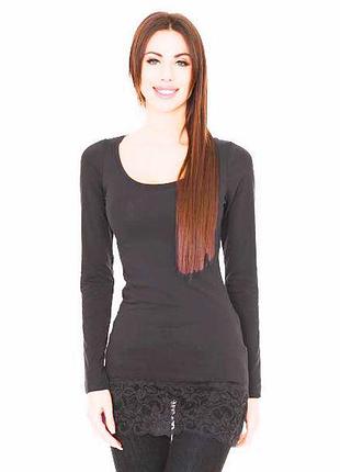 Реглан логслив туника женский с кружевом серый хлопок dolce bella нидерланды