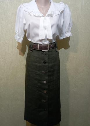 Sportalm,льняная юбка, винтаж, австрия + 🎁 шелковый пояс от mare o'polo.3 фото