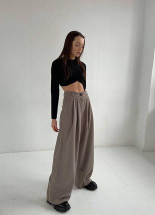 Тёплые трикотажные брюки палаццо