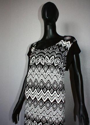 Платье микромасло батал в черно-белый геометрический принт, египет, 20/48/16 (3994)3 фото