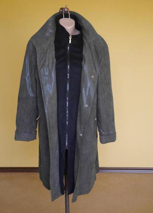 Плащ-пальто на підкладі кожзам  40-44 євро розмір2 фото