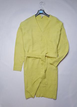 Кардиган пальто женское желтое ангора с шерстью размер л2 фото