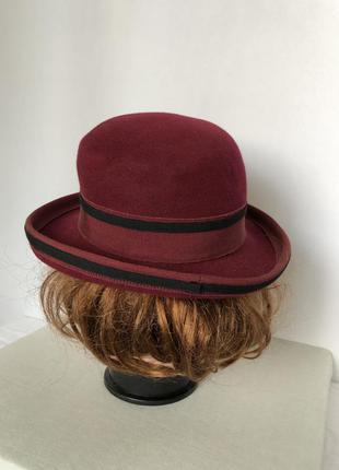 Шляпа бордо с черной отделкой фетр4 фото