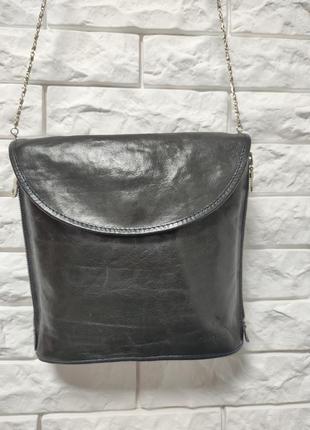 Claudio ferrici женская кожаная черная сумочка с красивым дизайном на цепочке кроссбоди3 фото