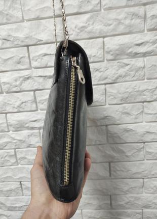 Claudio ferrici жіноча шкіряна чорна сумочка з гарним дизайном на ланцюжку кроссбоди7 фото