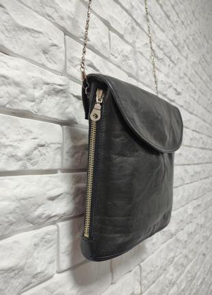 Claudio ferrici женская кожаная черная сумочка с красивым дизайном на цепочке кроссбоди1 фото