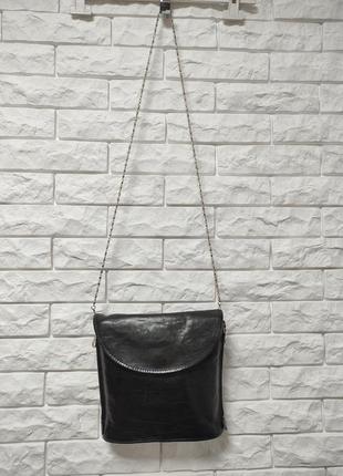 Claudio ferrici женская кожаная черная сумочка с красивым дизайном на цепочке кроссбоди2 фото
