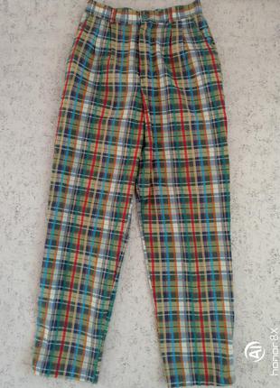 Брюки высокая посадка в клетку германия