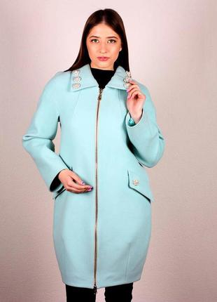 Пальто жіноче демісезонне бірюзове "колібрі" tm ricco xs