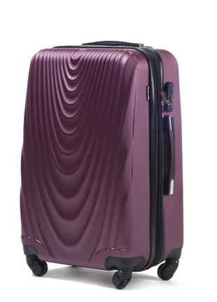 Пластикова середня валіза на колесах wings 304 бордова середня валіза жіноча бордовий чемодан з полікарбонату